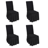 Stretch Spandex Folding Chair Covers, Universal Fitted Chair Cover with Skirt, Removable Washable Protective Slipcovers, for Wedding, Holiday, Banquet, Party, Celebration, Dining (4 PCS Black)